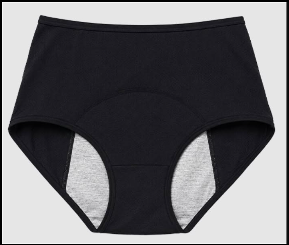 Absorba black high-waist leak protective underwear with grey absorbent panels